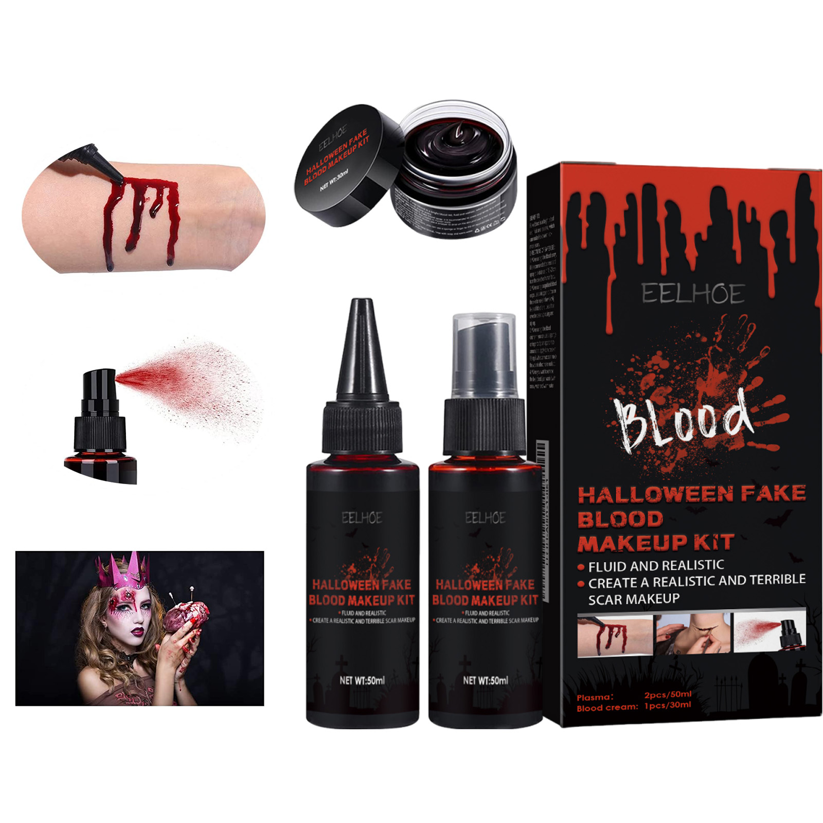 Body Paint Sfx - Kit Trucco Sangue Finto Halloween Realistico